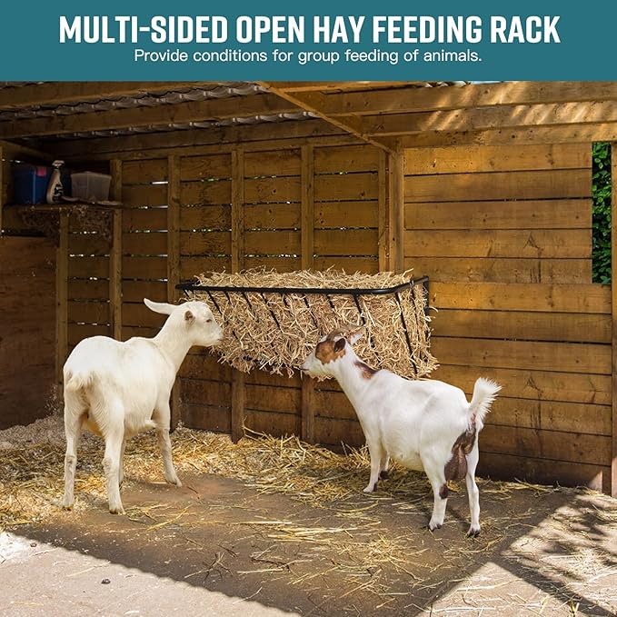 Hay Feeder for Horses,35.5'' Long Hay Rack with 20 Gallon Large Capacity,Heavy Duty Steel Wall Mounted Hay Feeder Rack for Horses,Goats,Sheep in Stable and Farm
