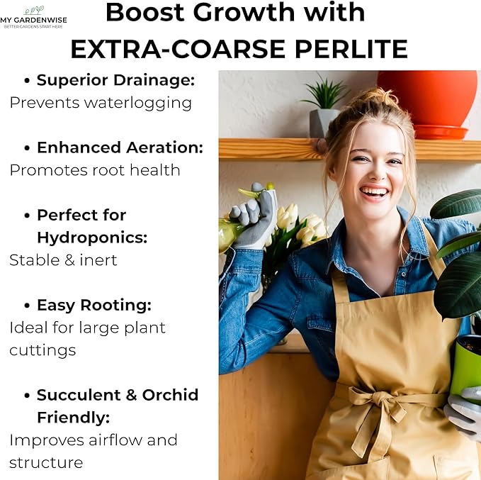 Perlite for Plants, Extra Coarse Grade 4 Horticultural Perlite, Organic Perlite for Gardening Indoor & Outdoor, Made in USA (30 quarts)