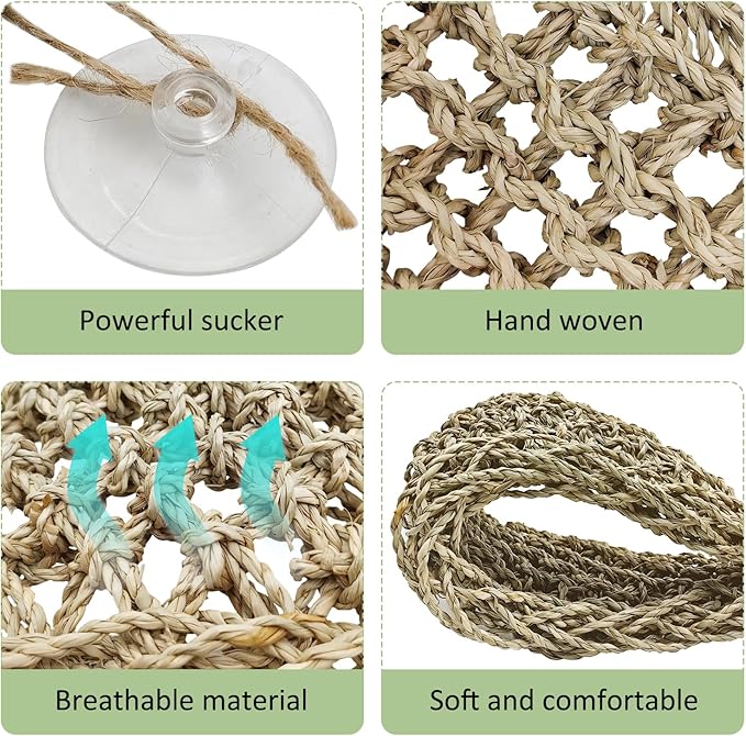 kathson Bearded Dragon Tank Accessories Kit, Reptile Hide Wooden Bridge Terrarium Liner Hammock Jungle Climber Vines Leaves Tweezer and Plant Reptile Habitat Decor for Chameleon Lizards Gecko Snakes