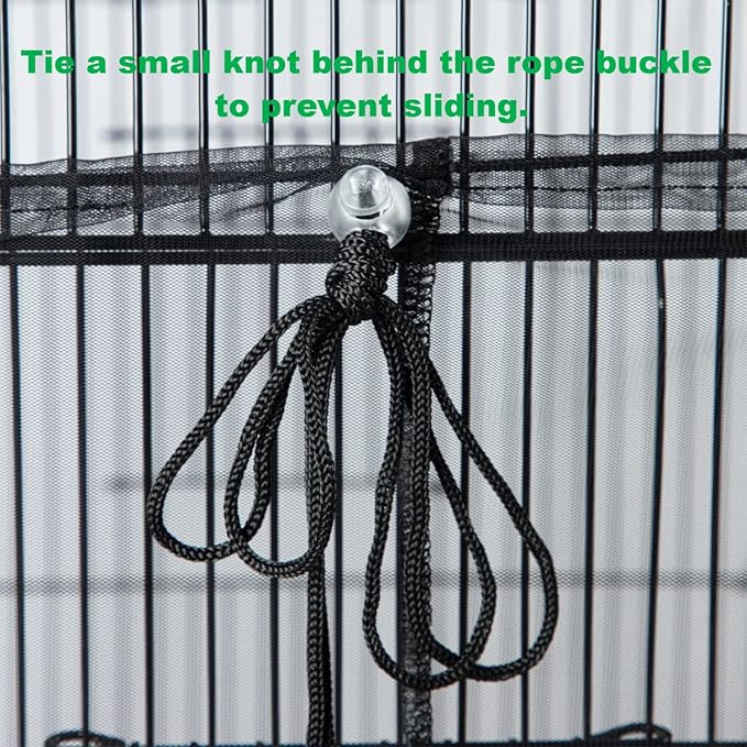 Bird Cage Netting Seed Catcher Adjustable Bird Cage Skirt Seed Catcher Large Soft Breathable Mesh Catchers for Indoor Round Square Cages (Circumference 80 inch to 118 inch)