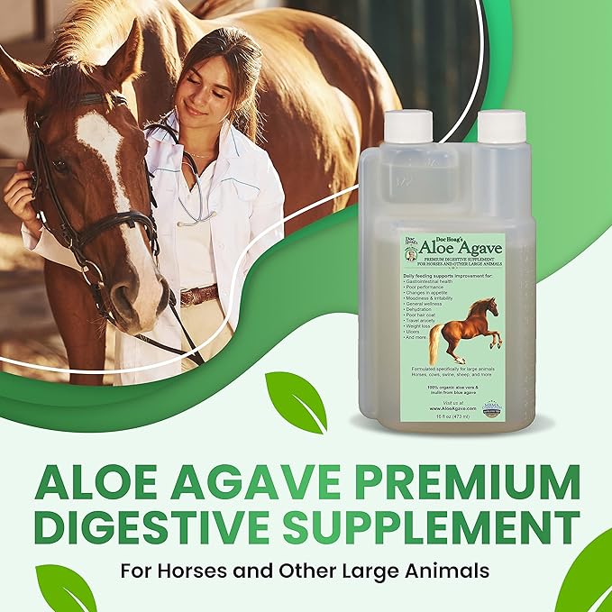 Doc Hoag’s Aloe Vera+Agave Premium Horse Supplement – Made in USA – Original Udder Balm – Natural Gastric Support for Horses & Large Animals – Stress Relief & Ulcer Care, 16 Fl Oz.