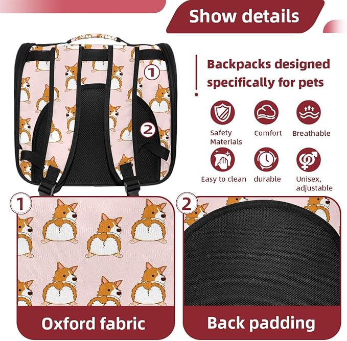 Corgi Dog (2) Pet Carrier Soft Sided Carrier for Small Medium Cats Dogs