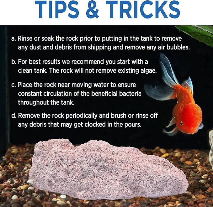 Fish Tank Rocks for Enhancing Water Clarity with Your Regular Cleaning Routine, Fish Friendly Aquarium Rocks, All Natural Aquarium Decor, Small, Up to 750 Gallons