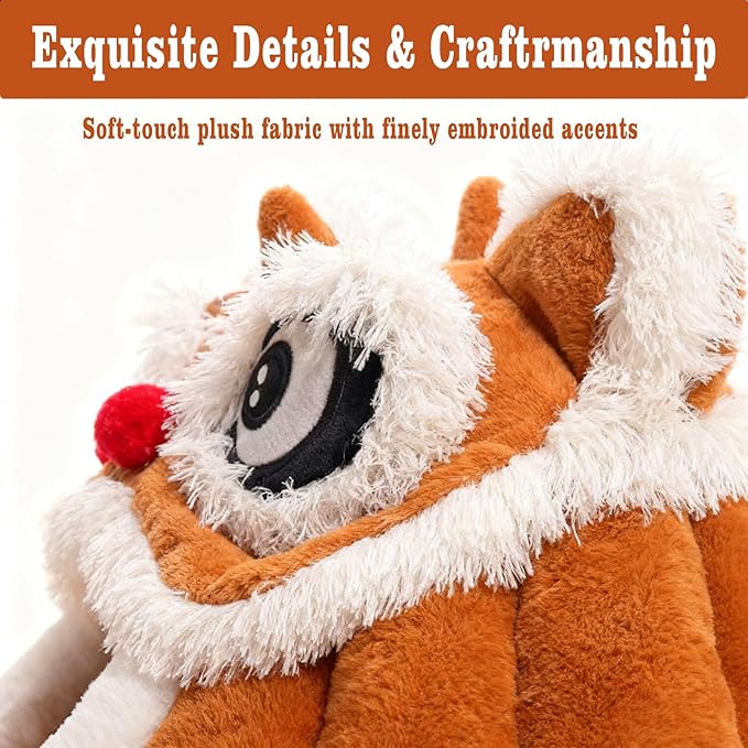 Cute Lion Head Pet Beds for Cats, Removable and Washable Winter Closed-Off Cat Bed, Soft Cozy Plush Cat House & Dog Cave with Cushion for Small Medium Cats Dogs, Semi-Enclosed Warm Nest (Brown, M)