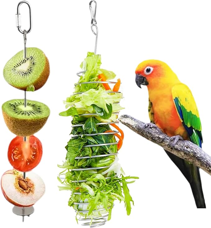 2Pcs Rat Enrichment Toys, 304 Stainless Steel Rat Foraging Toy for Fruit Vegetable Holder, Chew-Proof Small Animal Cage Accessories Puzzle Toy with Safe Lid Design for Hamster, Bird