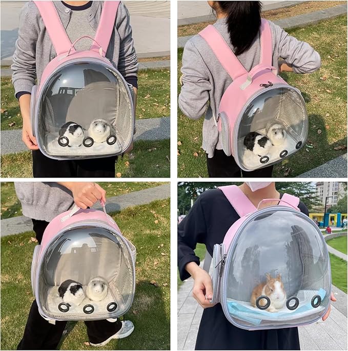 Small Animal Carrier Backpack Space Capsule Bubble Window Carrier Backpack for Lizard Guinea Pig (Pink)