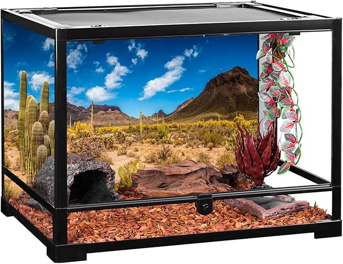 AWERT 36x24 inches Reptile Habitat Background Blue Sky Oasis Cactus Desert Terrarium Background Vinyl