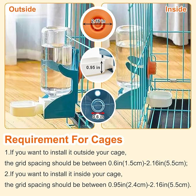VCEPJH No Mess Bird Feeder with Water Dispenser, Automatic Parrot Feeder Drinker Parakeet Seed Dispenser Food Container with Cage Perch for Lovebirds Conures Budgies Canary Finch (4Pcs)