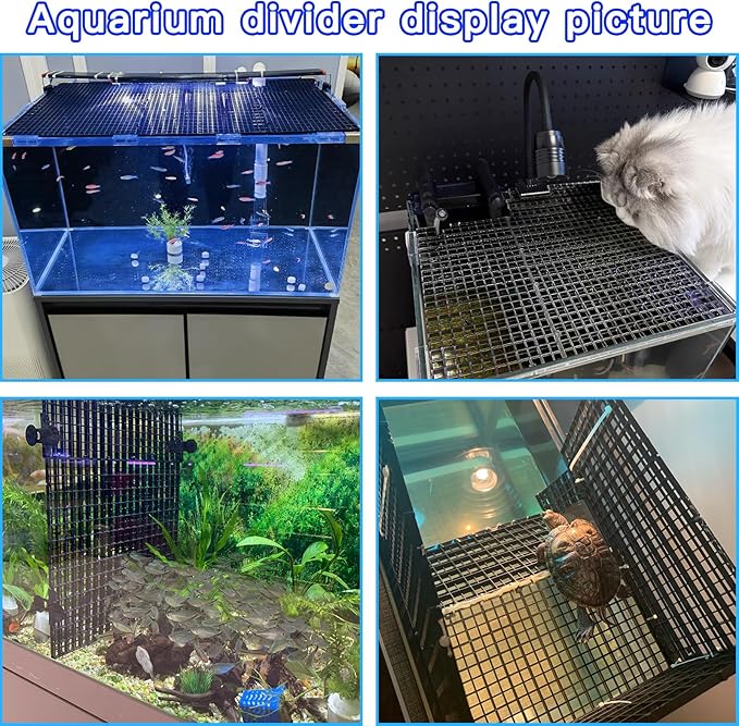 Adjustable Aquarium Fish Tank Divider Filter Bottom Plastic Grid Fish Tank Isolation Board Egg Crate Tray((Black, 2pcs 11.8X11.8Inch with 0.35Inch Hole)