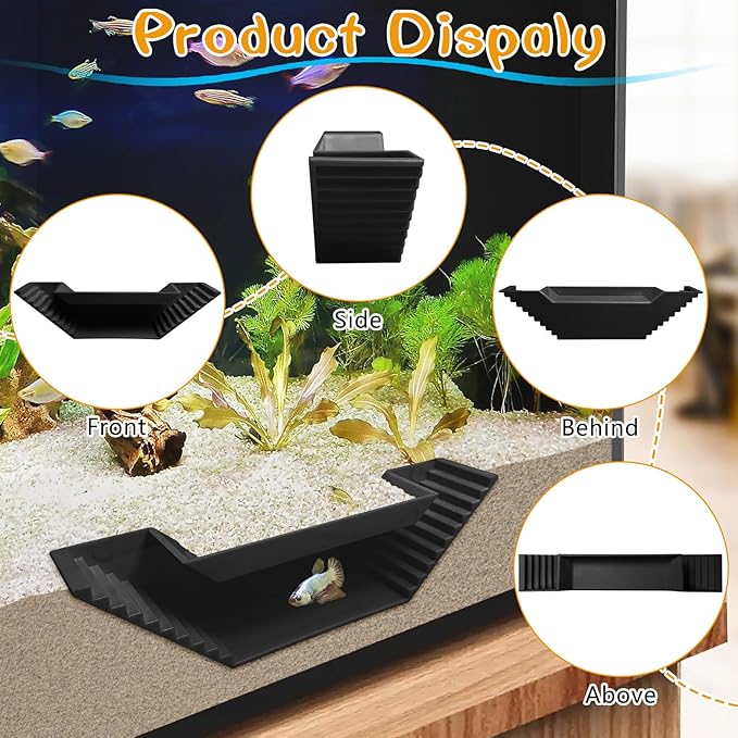 Aquarium Underground Tunnel Small Fish Cave Hideout with 2 Entrances Under Gravel Viewing Shrimp Tunnel Plastic Fish Tank Decoration (Black)