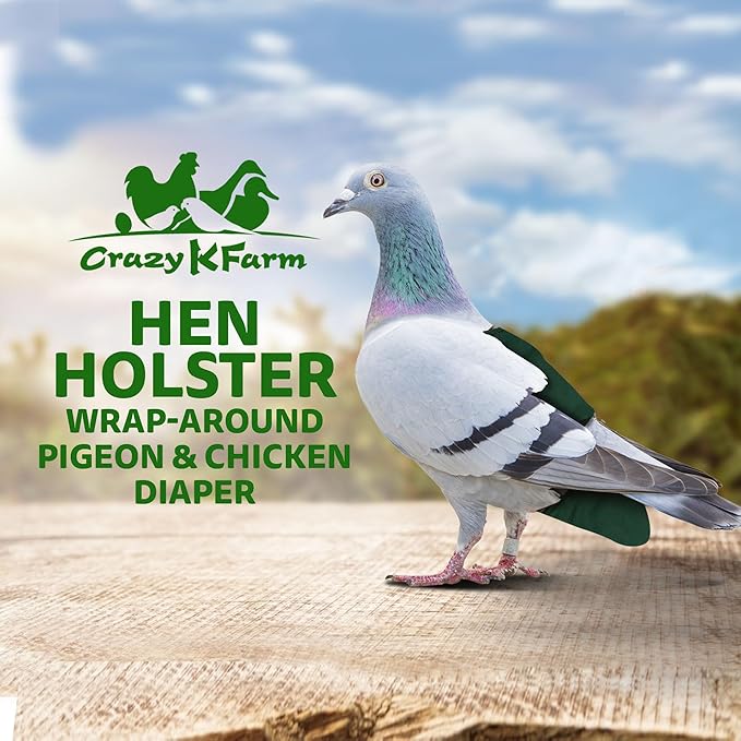Bird Diaper, Wrap Around, for Larger Pigeons, Small Breed Hens and Roosters, Leak-Proof Design, Comfortable Fleece Strap Bird Harness with Sewn-in Liner & Secure Hook and Loop Closure - XS, Green