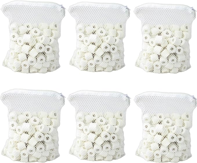 AQUANEAT Bio Ceramic Rings 6 lbs Aquarium Sump Filter Media Fish Tank Koi Pond Canister Filter Media in 6 Free Mesh Bags