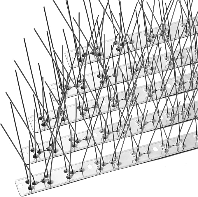 OFFO Bird Spikes with Stainless Steel Base, Covers 73.7 Feet(22.5m) Durable Bird Spikes Arrow Pigeon Spikes Fence Kit for Keeping Small Bird, Crows and Woodpeckers Away