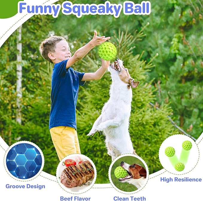 Interactive Squeaky Dog Balls, Dog Toys for Aggressive Chewers Large Breed for Relieving Anxiety, Dogs Chew Toys Balls for Aggressive Chewers, Outdoor Dog Toys Dog Water Toys