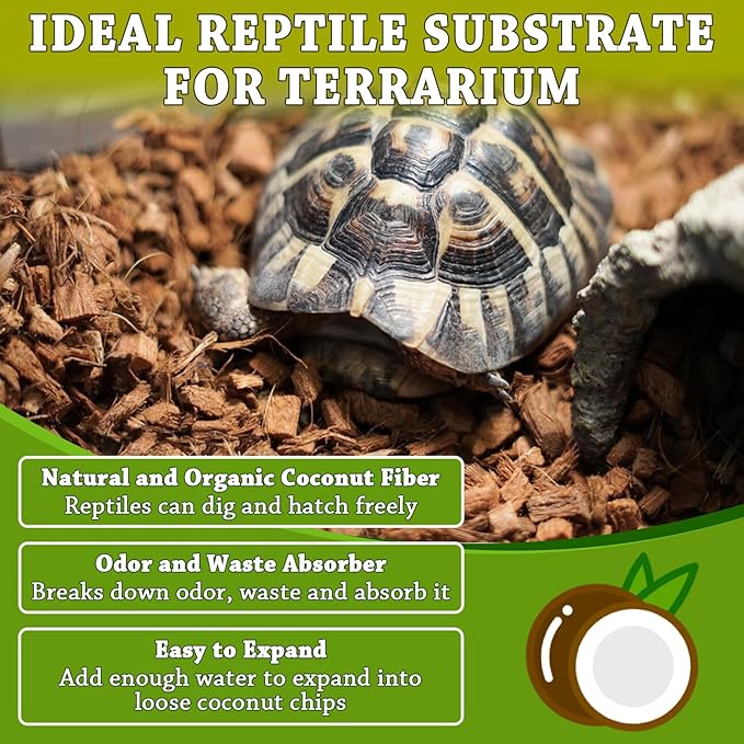 ZeeDix 6PCS Coconut Husk for Reptiles, Organic Coconut Chips Substrate Coco Husk Snake Bedding, Coco Coir Chips Reptile Substrate for Ball Python, Tortoises, Geckos, Lizards, Hermit Crab, Lizard