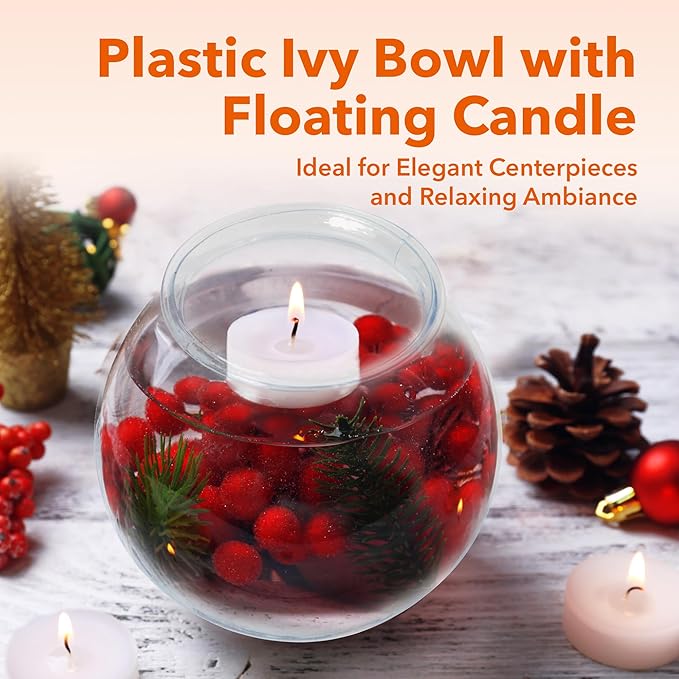 Plastic Ivy Bowls - 12 Pack - 16 Oz - Fish Bowl for Drinks, Home Décor, Unbreakable Centerpiece, Carnival Game Accessory, Candy Dishes, Ornament Holder, Party Supplies, Sweet Treats