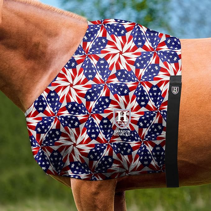 Harrison Howard Heat-Insulating Breathable Stretchy Shoulder Guard Anti Rub Bib for Horse US Flag Prism M