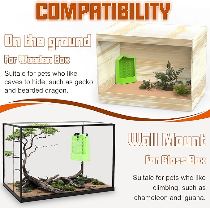 Reptile Corner Hunting Bowl - Glass Mount Insect Feeding Box for Reptile with Suction Cup which is Super Tight, Green, 4.72 inch - S Size