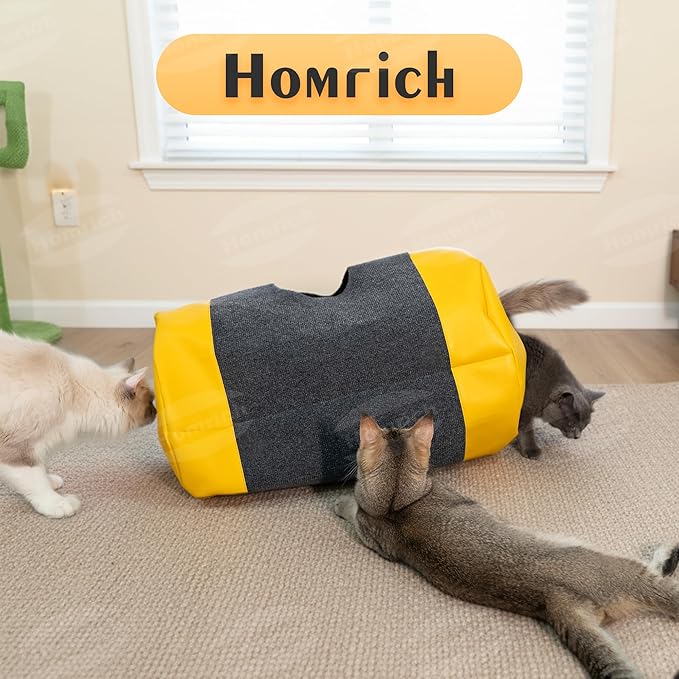 Homrich Multifunctional Collapsible Cat Play Bag, Indoor Cat Tunnel Activity Center Mat, Durable Rug for Hide and Seek, Scratching Sleeping Running Interactive Toys for Bored Kitten Adult Cats