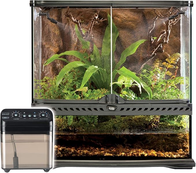 Exo Terra Monsoon Solo II - Programmable Misting System for Reptile Terrariums, Ultimate Humidifier with Multiple Nozzles for Optimal Humidity Control