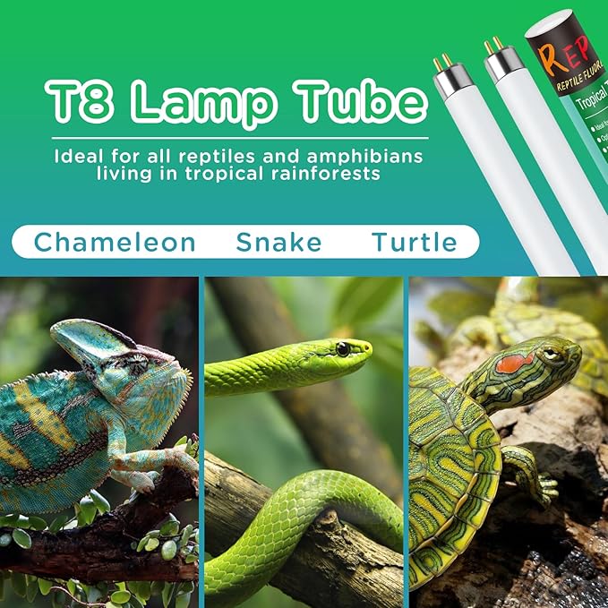 T8 UVB Reptile Light 15W 5.0-2 Pack,UVA UVB Light Bulb for Reptiles,Reptile UVB Lamp Tube for Bearded Dragon