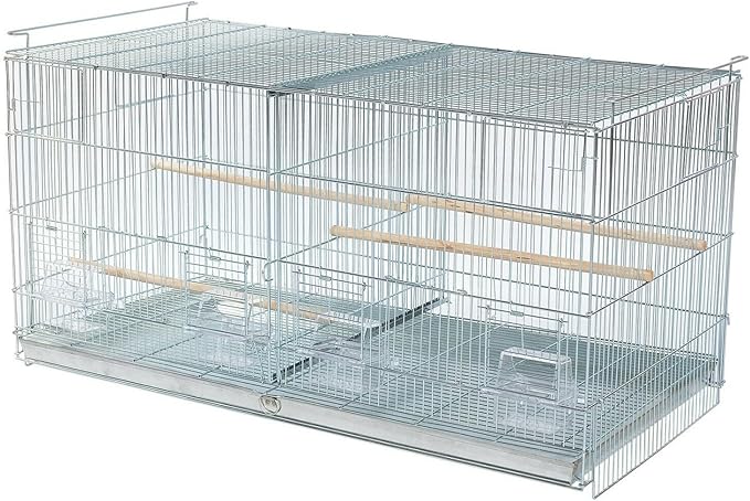 LOT of Extra Large 35.5" x 18" x 19"H No Rust Stainless Galvanized Zinc Plated Stackable Breeder Bird Flight Cage with Removable Center Divider and Breeding Nest Doors