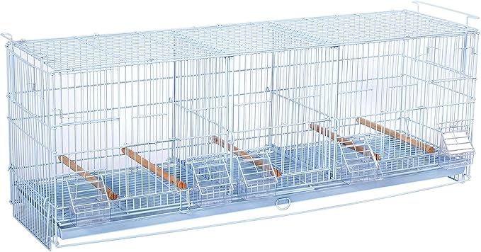 Combo: Extra Large White Stack & Lock Breeder Bird Flight Cage Breeding Nest Door Removable Divider with Removable Rolling Stand 38"x11"x15"H LOT-2