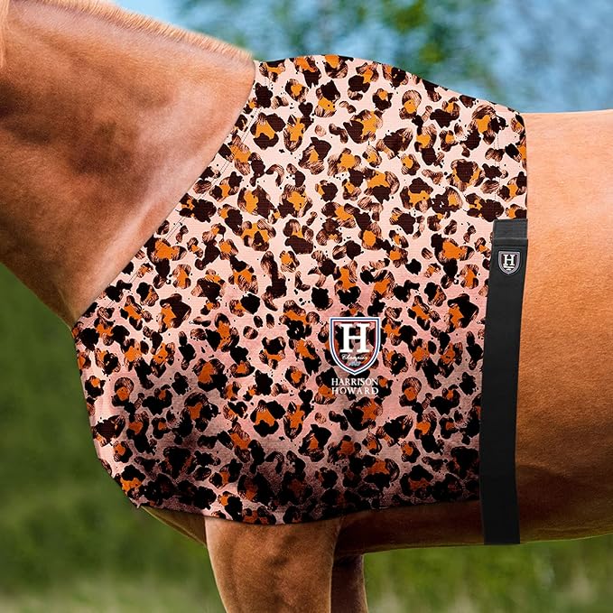 Harrison Howard Horse Stretchy Shoulder Guard Anti Rub Bib for Horse Classic Leopard L