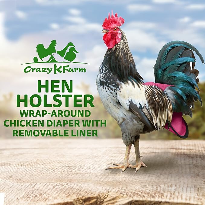 Hen Holster Wrap-Around Bird Diaper & Harness for Hens, Roosters, Ducks, Geese - with Removable Vinyl Liner, Adjustable Fit for Outdoor Adventures & Indoor Use - Easy to wear - XL, Pink