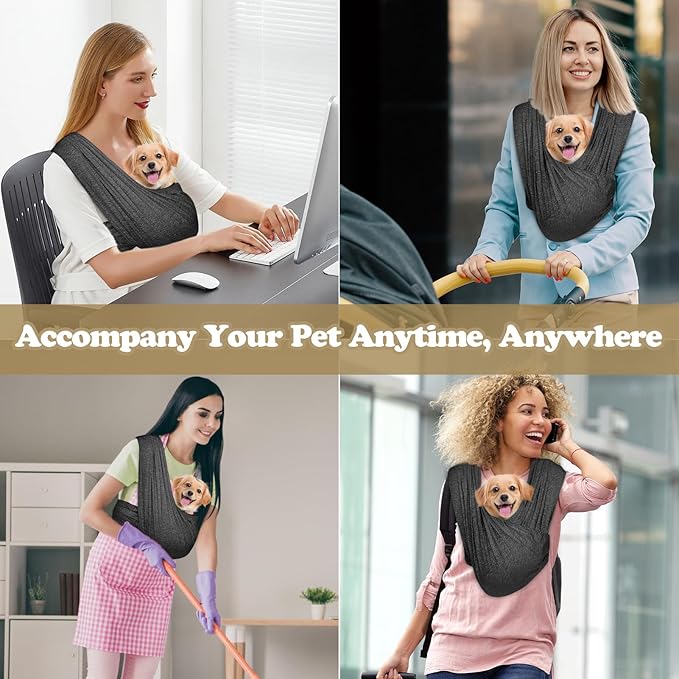 Dog Sling, Front Facing Dog Slings for Small Dogs, Adjustable Hands Free Puppy Sling, Pet Slings Carrier for Small Dogs Cats 0-11lbs for Travel or Daily Use, Reducing Back Pain (Black)