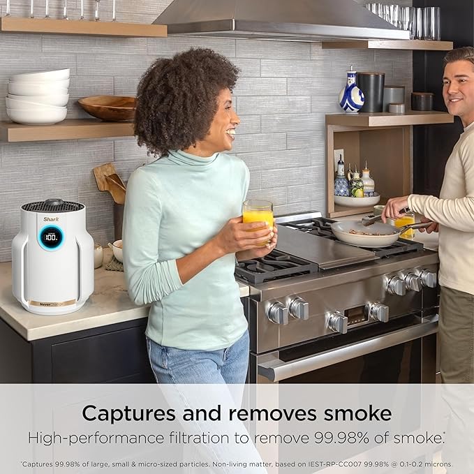 Shark Air Purifier for Home, NeverChange Compact Pro, for Bedroom, Nursery, Home Office, Dorm, HEPA-Exceeding Filter, Captures Pollutants, Pet Dander, Dust, Odor, Smoke, and More, HP072, Dove