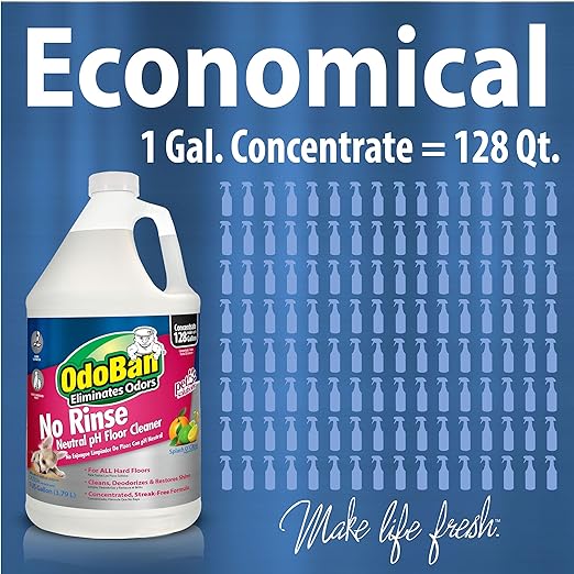 OdoBan Pet Solutions No Rinse Neutral pH Floor Cleaner Concentrate, Made in the USA, Splash O' Citrus Scent, 2 Gallons