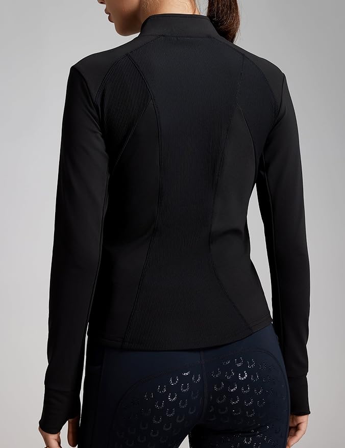 FitsT4 Sports Womens Equestrian Riding Shirts Long Sleeve Fleece Lined Horse Full-Zip Winter Thermal Jackets