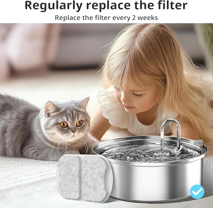 Large Dog Water Filter Replacement Compatible with 7L/230oz/1.8G Stainless Steel Pet Water Fountain Cat Pet Water Fountain Filters (16+16+16)