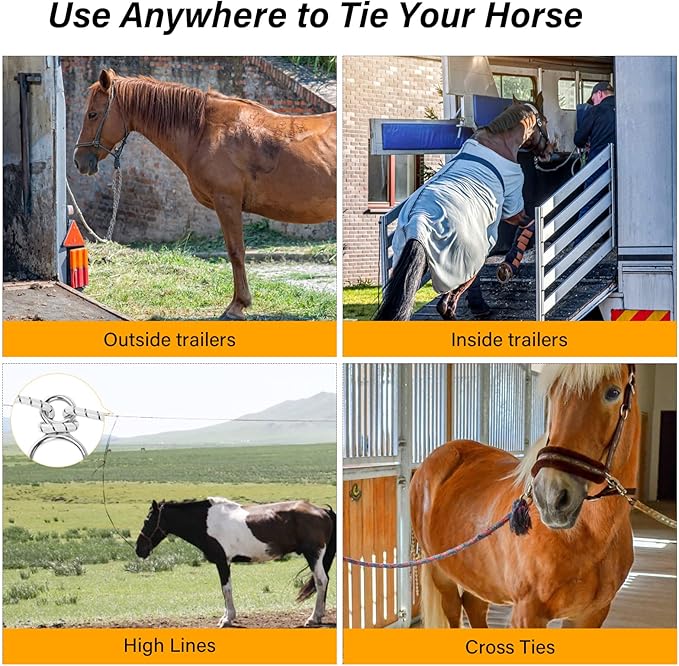 Horse Tie Ring, Horse tack and Supplies, Safe Horse Accessories,Horse Training Equipment with Eye Bolt,Quick snap,Humane Way Tie Ring,Prevent Horses from Pulling Back,Durable Steel