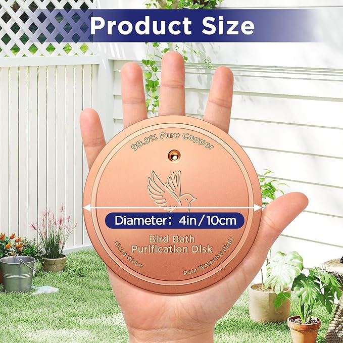 Bird Bath Copper Disk, Copper Disk for Bird Bath Cleaning, A Universal Purification Fit for Outdoor Bird Baths