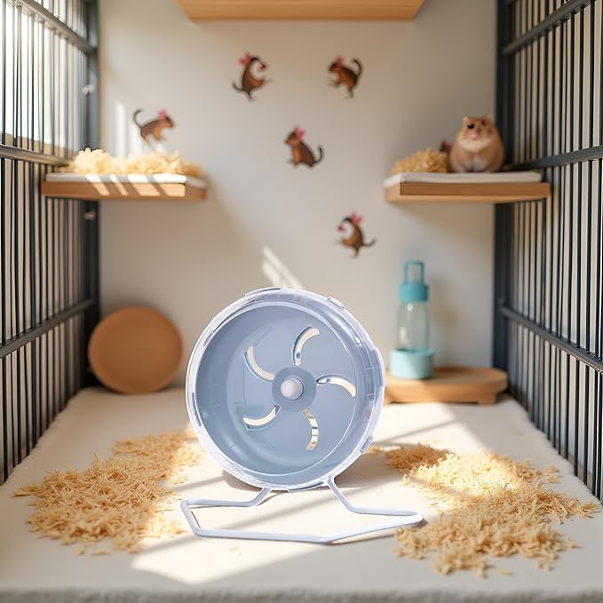 Grey Silent Hamster Wheel 7 inch, Silent Exercise, Height-Adjustable Wheel Cage Accessories, Running Toys Small Animals Exercise, for Hamster Wheel