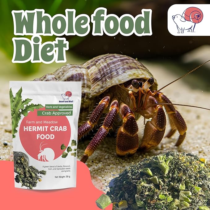 Farm & Meadow Hermit Crab Food – Corn, Broccoli & Leafy Greens with Sprouted Grains – 39g – Snout and Shell