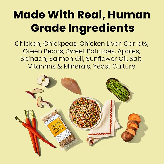 The Pets Table Human-Grade Chicken Casserole Fresh Dog Food, Dog Food Topper or Complete Meal, 6 Count of 16-oz Pouches, 5.9lbs
