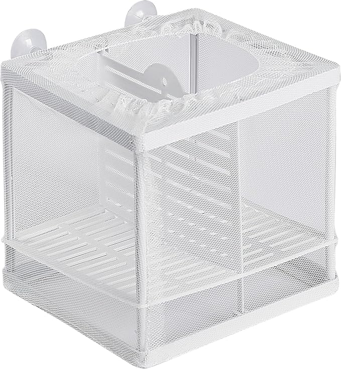 Pawfly Aquarium Breeder Net with Nylon Mesh & Suction Cups - Small Isolation Box for Baby Fish & Shrimp