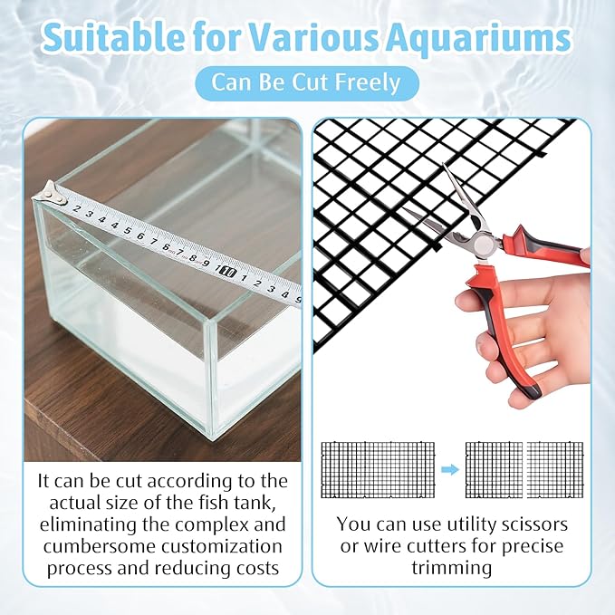 Hamiledyi Plastic Aquarium Divider with Clips Grid Panel Aquarium Lid Hood Fish Tank Divider Filter Bottom Isolation Pane Separator for Mixed Breeding(8 PCS,Black)