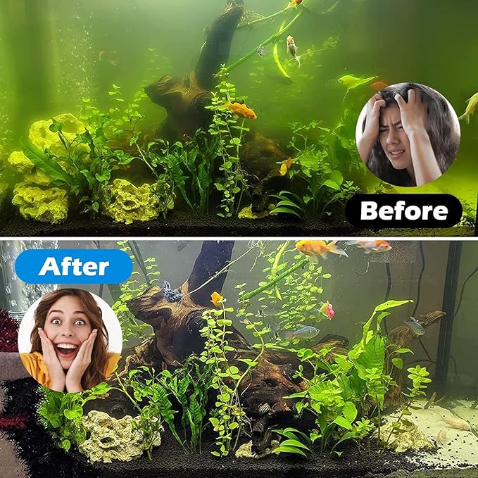TARARIUM Small Fish Tank Filter for 10-20 Gallon Tank, U-V Aquarium Rainfall Submersible Green Clean Machine 120GPH Internal Betta Turtle Freshwater Saltwater Crystal Clear Killing