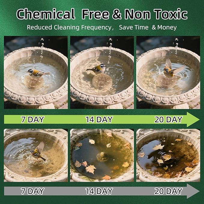 Bird Bath Copper Disk, Pure Copper Bird Bath Purification Disc, Save Cleaning Time, Chemical Free,Safe Natural Solution for Birdbaths Bowls&Waterfall Fountain, Year-Round Use (3 pcs)