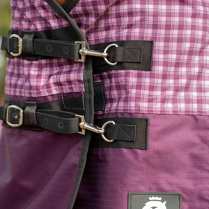 Equinavia Norse Lightweight 100g Fill Horse Rain Blanket | Waterproof Turnout Sheet - Black - 66 in - Plum Wine/Orchid Haze - 81 in