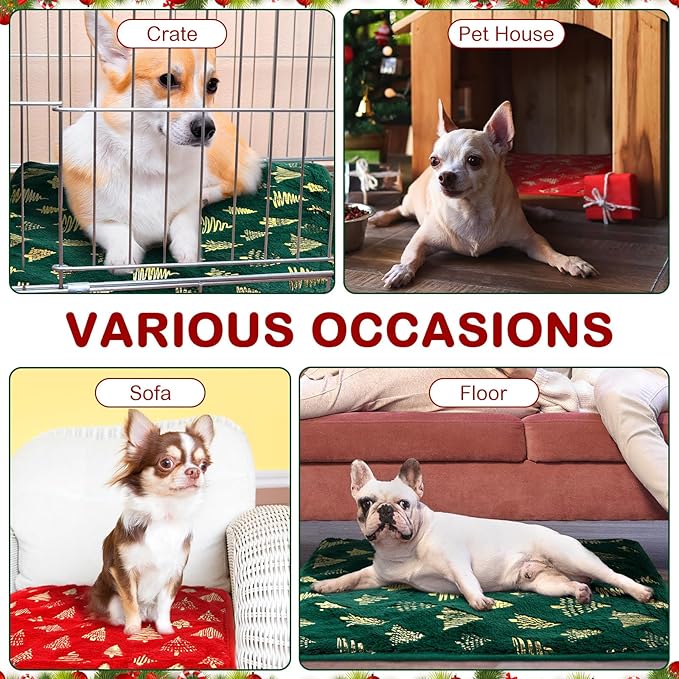 4 Pack Self Heating Cat Bed Cat Self Warming Pad with Removable Cover Extra Warm Thermal Pet Pad Washable Pet Crate Mat Anti Slip Kennel for Indoor Outdoor Pets (Christmas Tree,16 x 20 Inches)