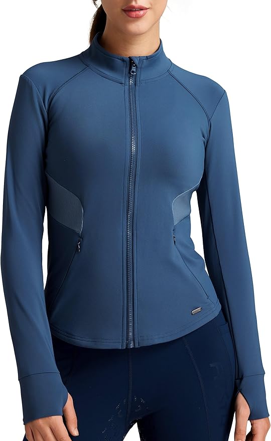FitsT4 Sports Womens Equestrian Riding Shirts Long Sleeve Fleece Lined Horse Full-Zip Winter Thermal Jackets