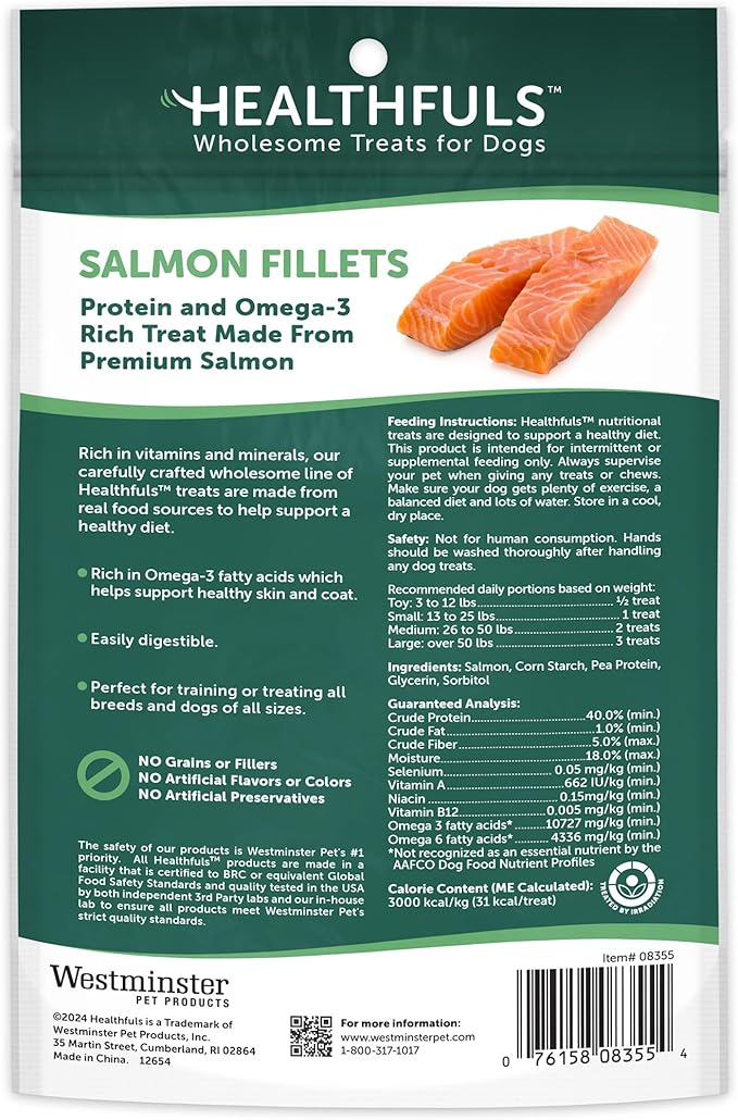 Healthfuls Salmon Fillet Dog Treats, 3.5oz