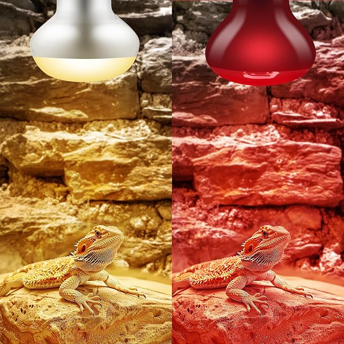 DXOPHIEX 2 Pack 75W Reptile Heat Lamp Bulbs Reptile Heat Bulbs, UVA Basking Bulb and Infrared Light Bulb Combo, Basking Light for Bearded Dragon, Turtles, Snake and Lizard