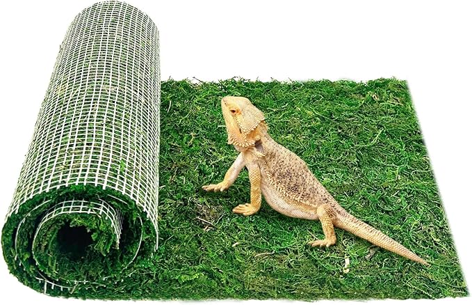 Reptile Carpet Cuttable Terrarium Mat Artificial Moss Reptile Liner Green Substrate Flooring Bearded Dragon Tank Accessories for Leopard Gecko Lizard Snake Tortoise (11.81" x 70.87")