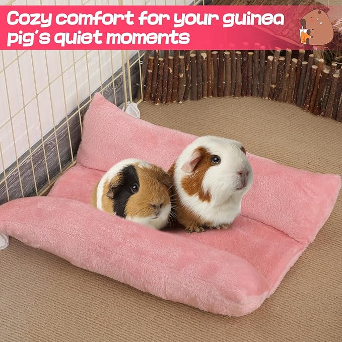 Alphatool 15.7" x 14" Soft Bunny Bed - Rabbit Bed, Warm Cuddle Cushion Plush Mat for Guinea Pig, Ferret, Small Animal - Pink